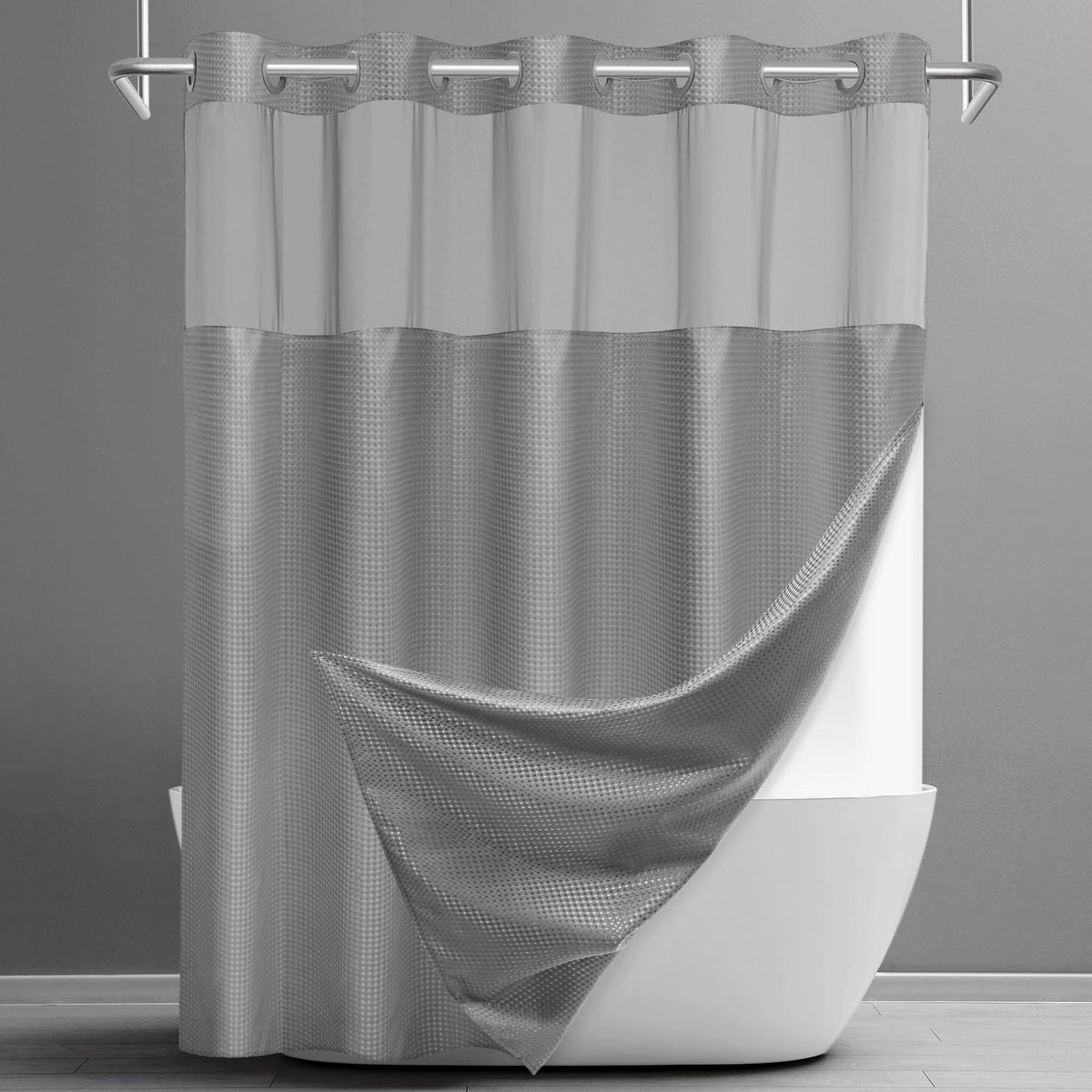 Waffle Shower Curtain with Snap-In Liner, 71" x 74", 3-in-1