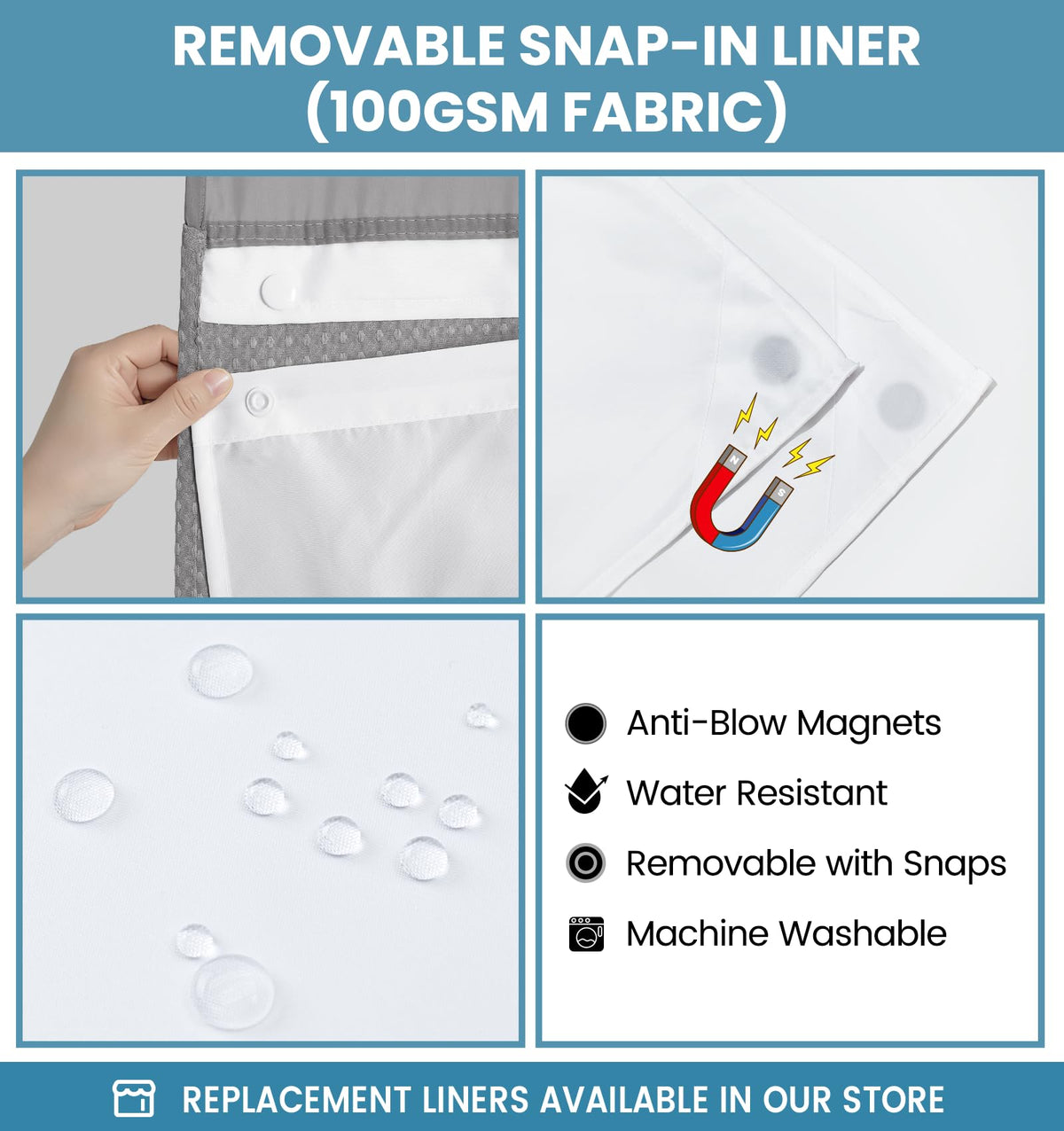 Waffle Shower Curtain with Snap-In Liner, 71" x 74", 3-in-1