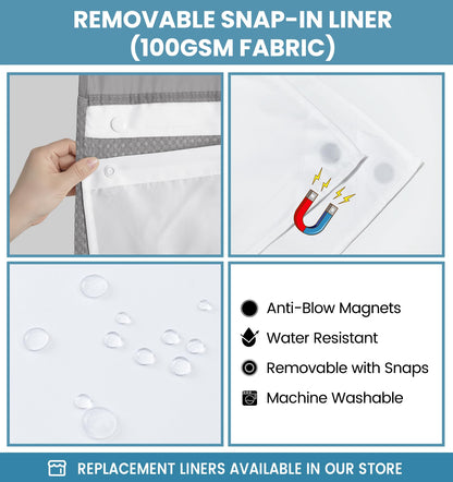 Waffle Shower Curtain with Snap-In Liner, 71" x 74", 3-in-1