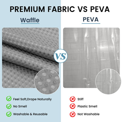 Waffle Shower Curtain with Snap-In Liner, 71" x 74", 3-in-1
