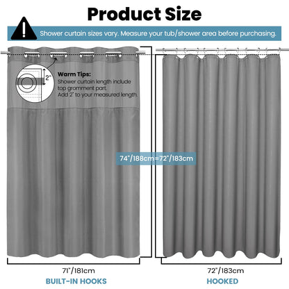 Waffle Shower Curtain with Snap-In Liner, 71" x 74", 3-in-1