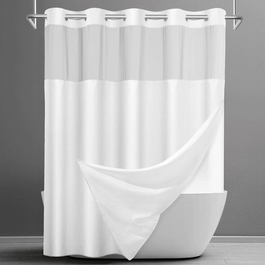 Waffle Shower Curtain with Snap-In Liner, 71" x 74", 3-in-1