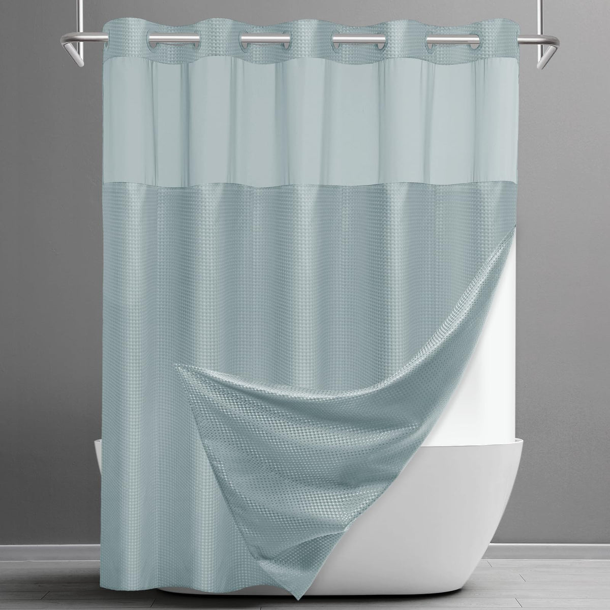 Waffle Shower Curtain with Snap-In Liner, 71" x 74", 3-in-1