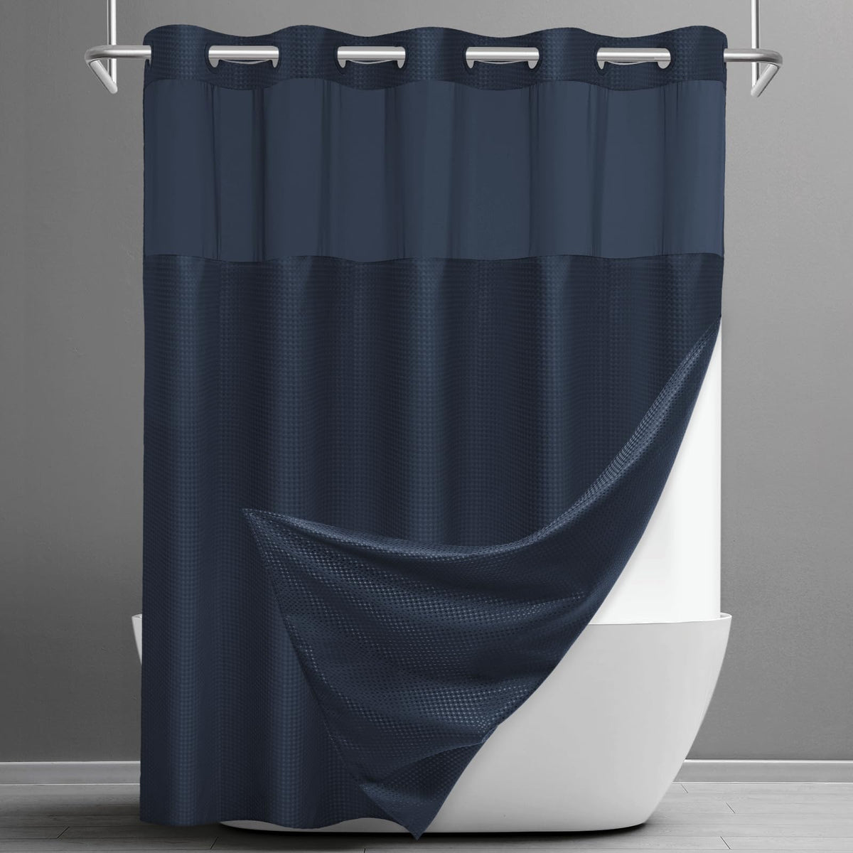 Waffle Shower Curtain with Snap-In Liner, 71" x 74", 3-in-1