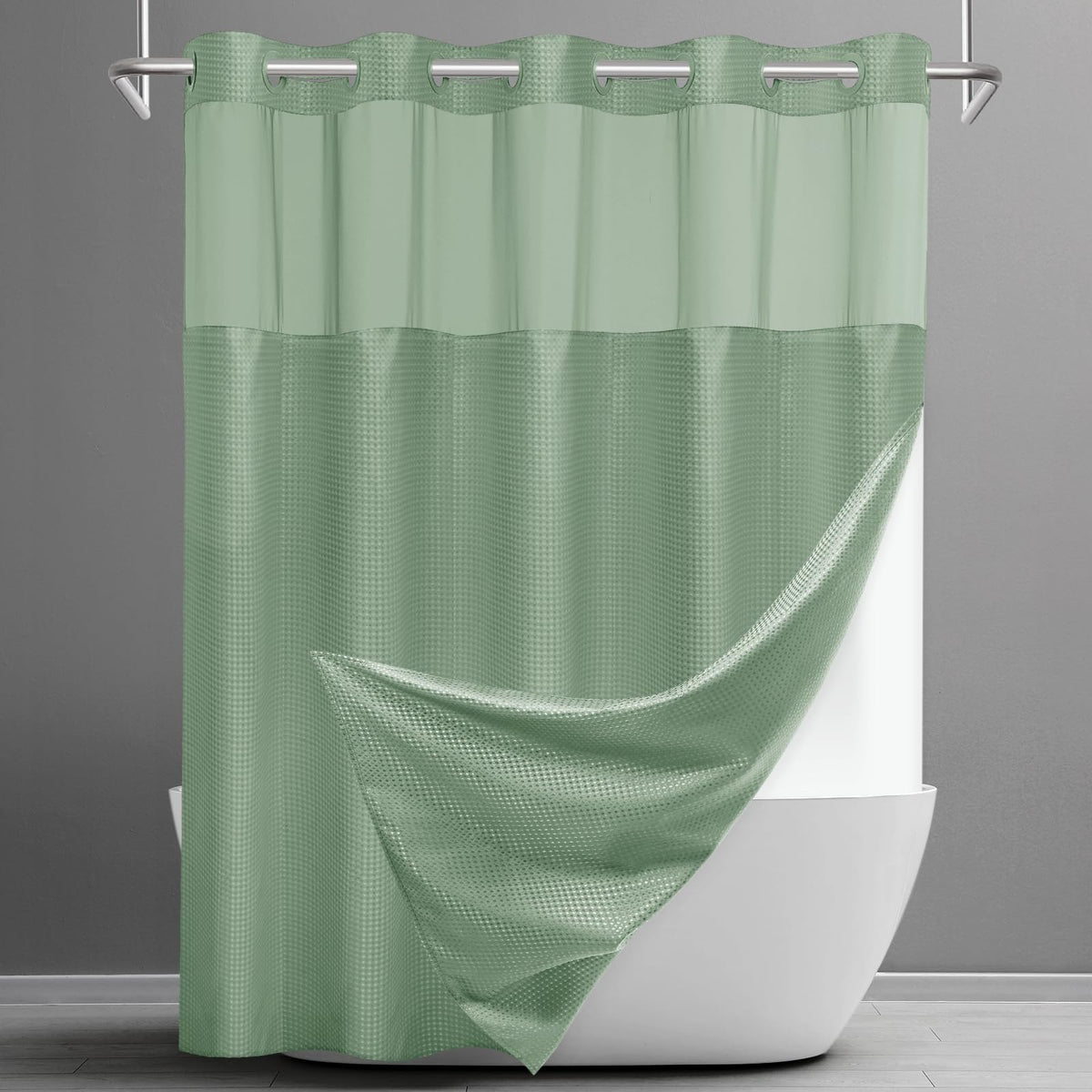 Waffle Shower Curtain with Snap-In Liner, 71" x 74", 3-in-1