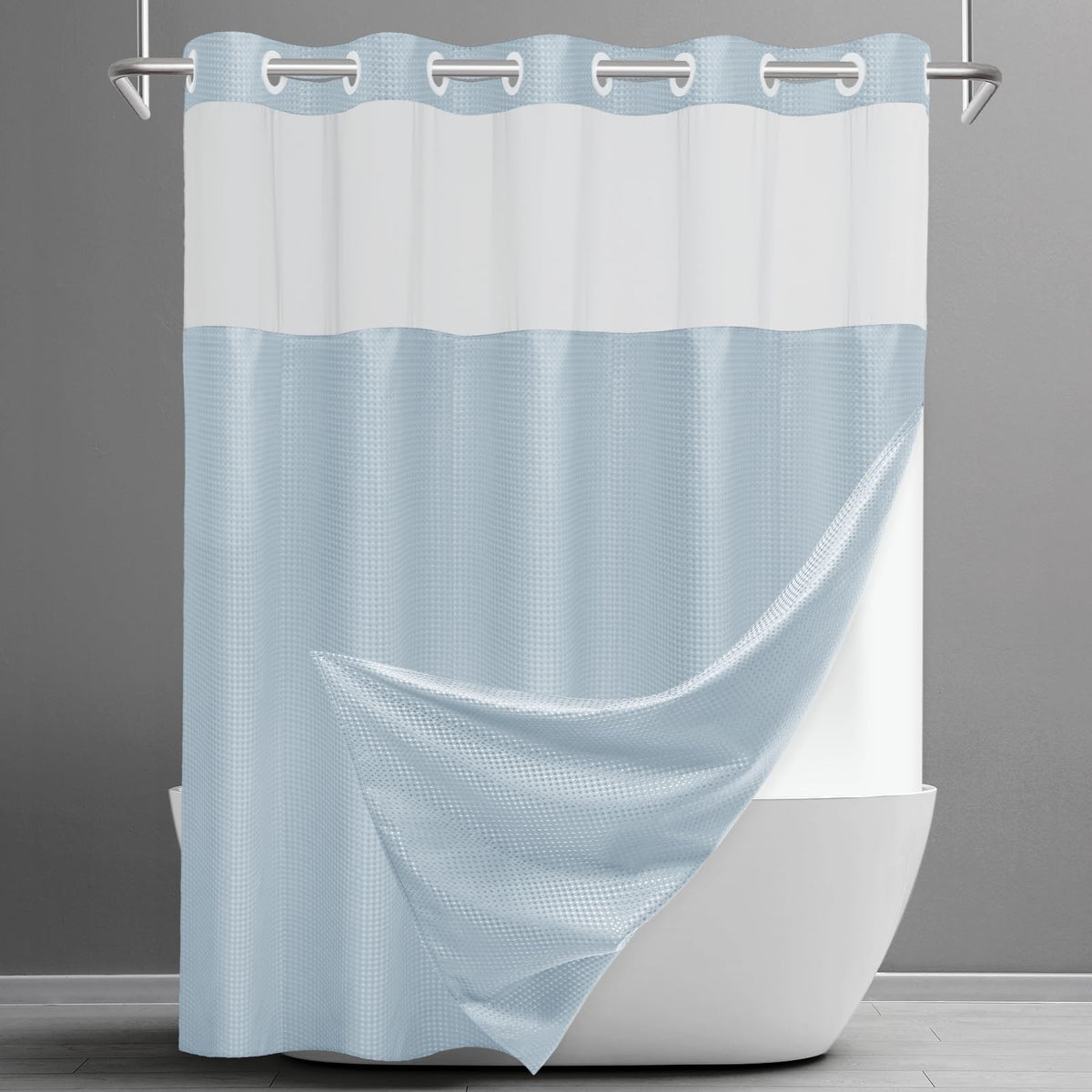 Waffle Shower Curtain with Snap-In Liner, 71" x 74", 3-in-1