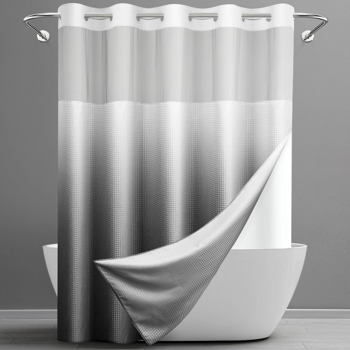 Waffle Shower Curtain with Snap-In Liner, 71" x 74", 3-in-1
