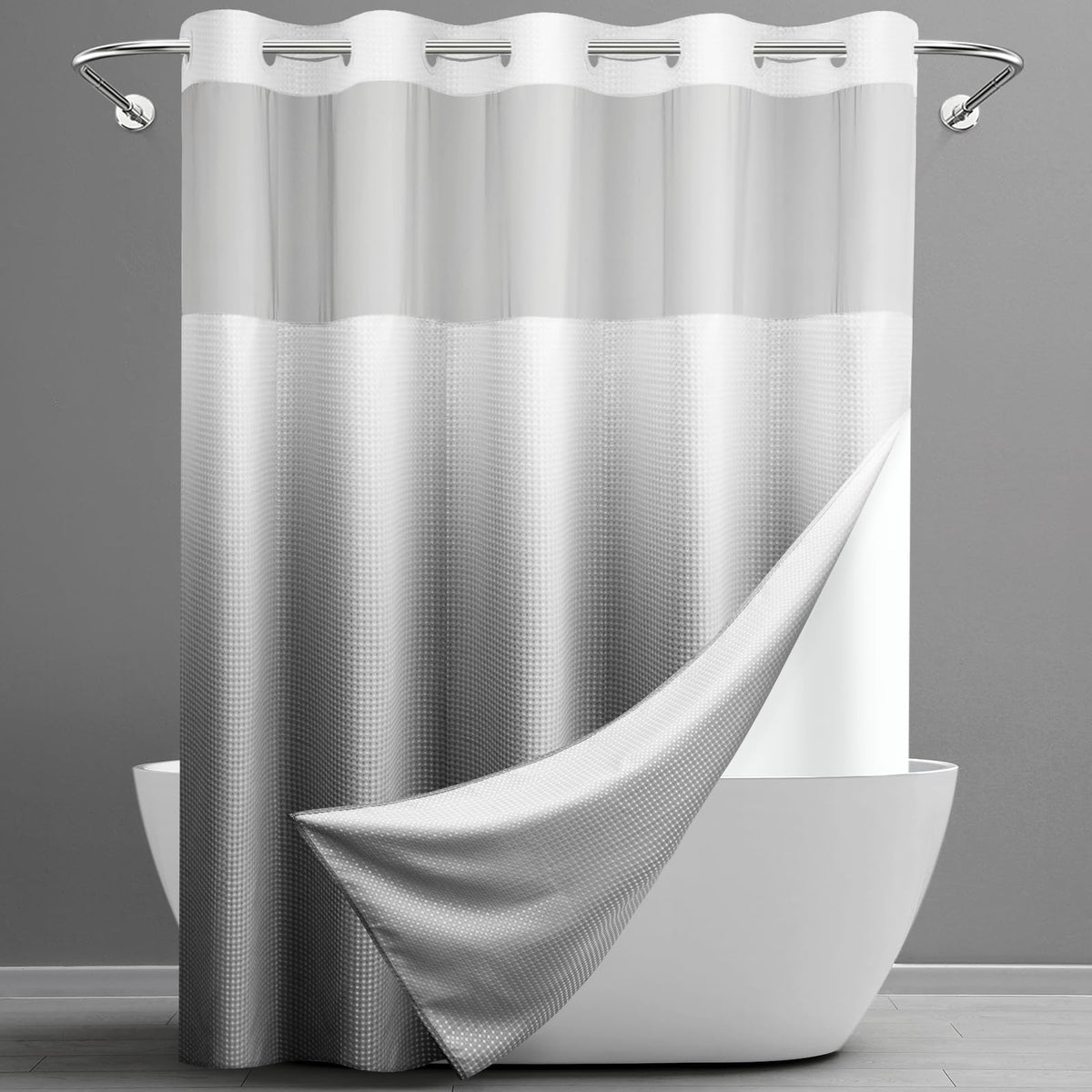 Waffle Shower Curtain with Snap-In Liner, 71" x 74", 3-in-1