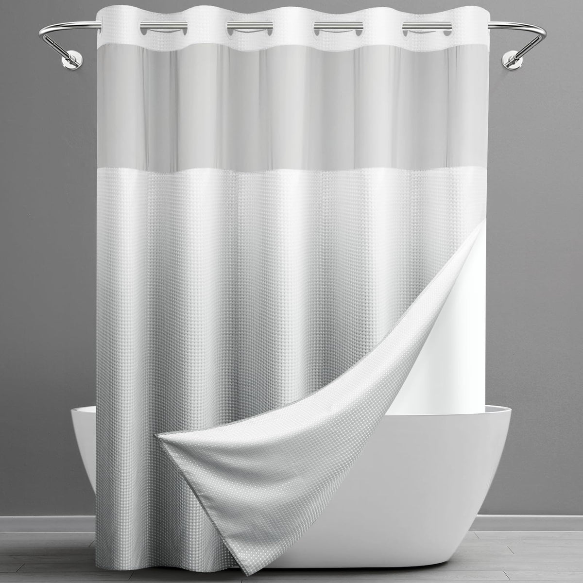 Waffle Shower Curtain with Snap-In Liner, 71" x 74", 3-in-1