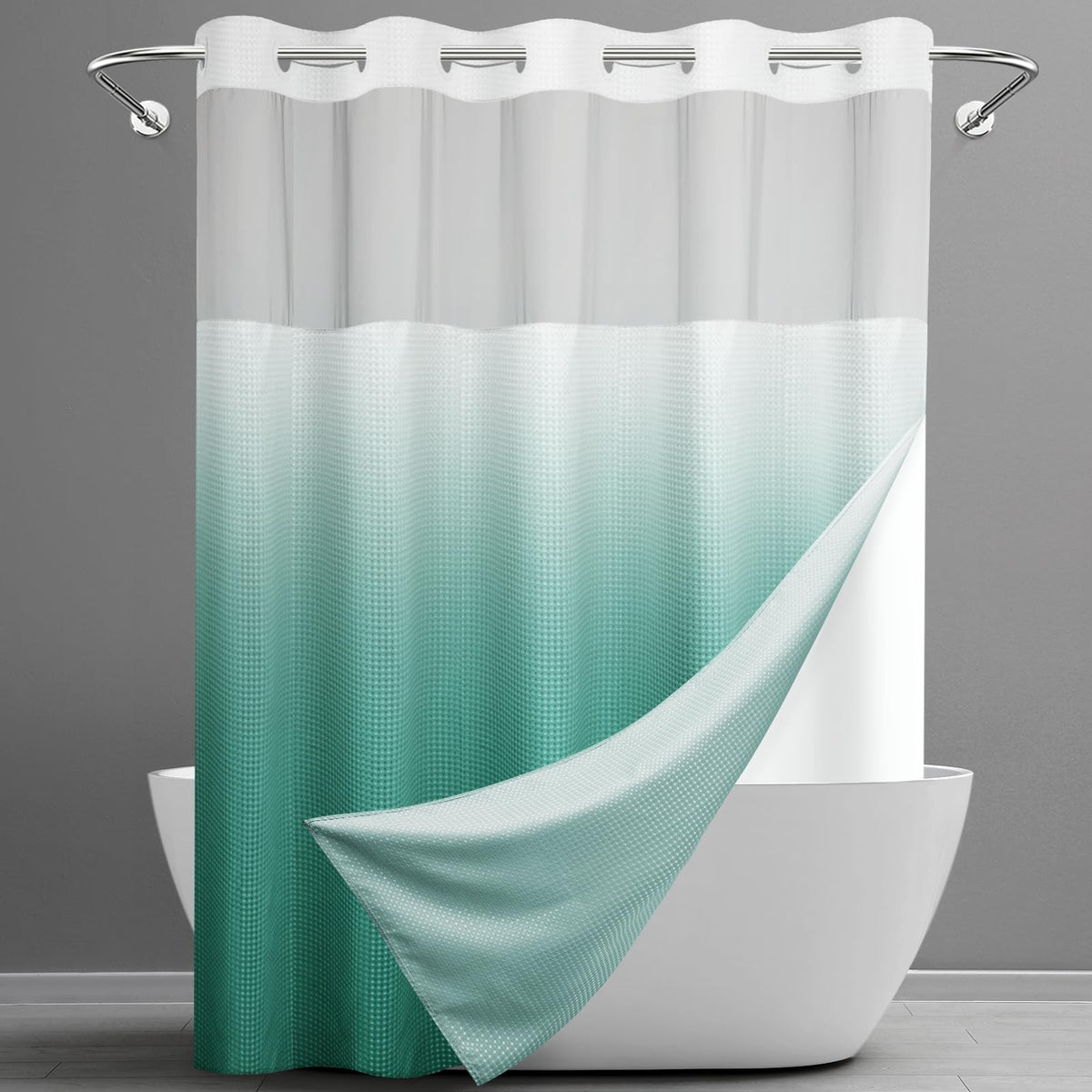 Waffle Shower Curtain with Snap-In Liner, 71" x 74", 3-in-1